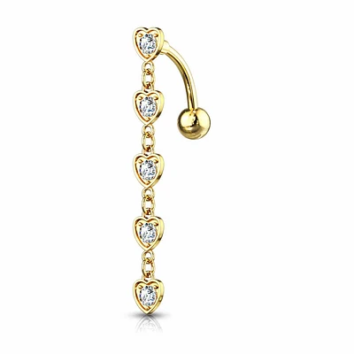 Heart Chain Inverted Navel Dangle 14g