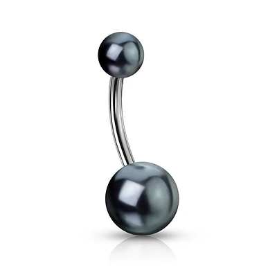 Lucite Pearl Navel Barbell 14g