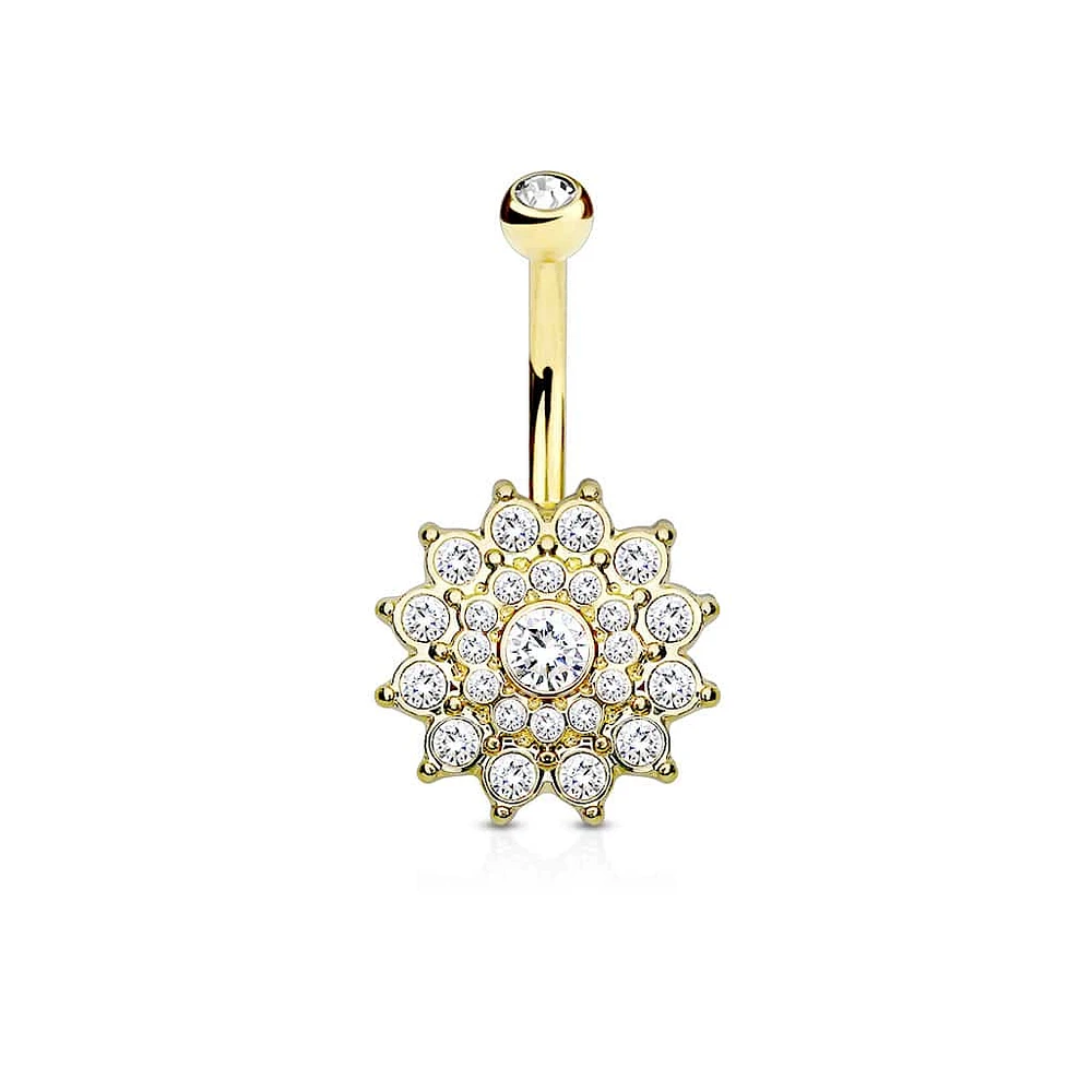 Multi-Jewel Flower Navel Barbell 14g