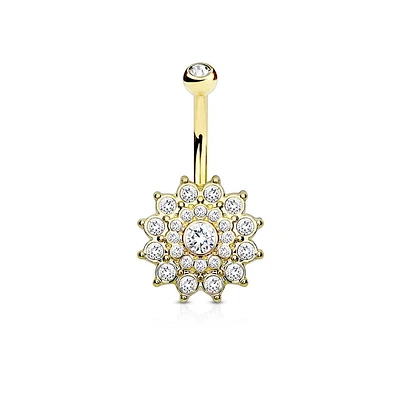 Multi-Jewel Flower Navel Barbell 14g