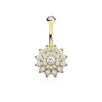 Multi-Jewel Flower Navel Barbell 14g