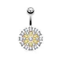Crystal Cluster Shield Navel Barbell 14g