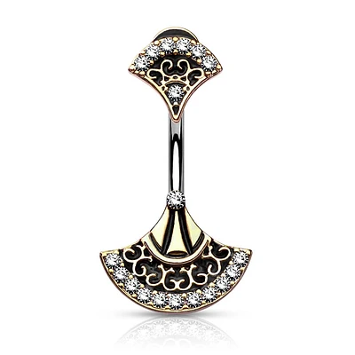 Vintage Fan Navel Barbell 14g