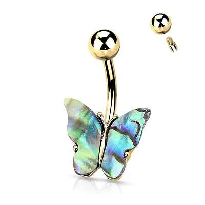 Abalone Butterfly Navel Barbell 14g
