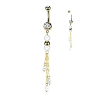 PREMIUM Tri-Bead Pearl Navel Dangle 14g