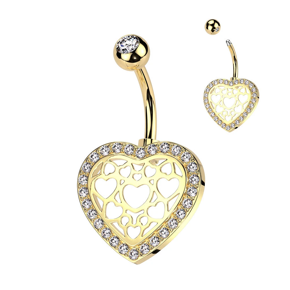 PREMIUM Heart Web Navel Barbell 14g