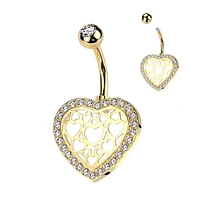 PREMIUM Heart Web Navel Barbell 14g