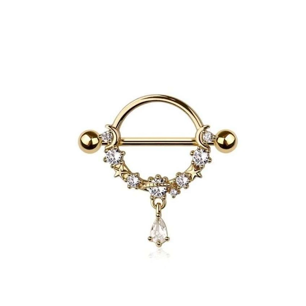 Crystal Dangle Nipple Shield 14g