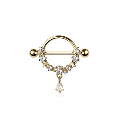 Crystal Dangle Nipple Shield 14g