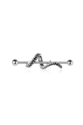 PREMIUM Coiled Octopus Tentacle Industrial Barbell 14g