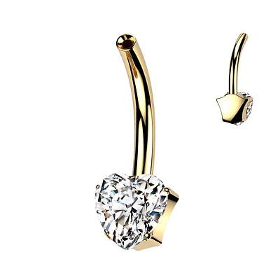 PREMIUM Threadless Claw Set Crystal Heart Floating Navel Barbell