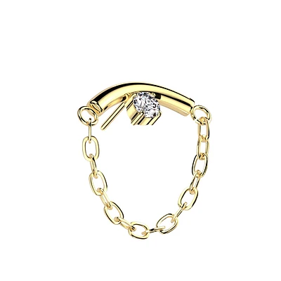 PREMIUM Titanium Crystal Chain Luxe Threadless Top