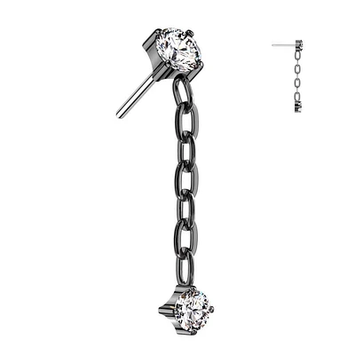 PREMIUM Titanium Crystal Chain Luxe Threadless Top