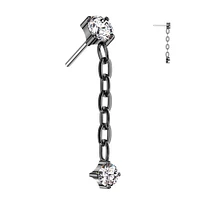 PREMIUM Titanium Crystal Chain Luxe Threadless Top