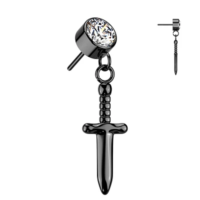 PREMIUM Titanium Crystal Dagger Luxe Threadless Top