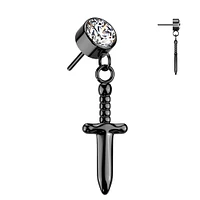 PREMIUM Titanium Crystal Dagger Luxe Threadless Top