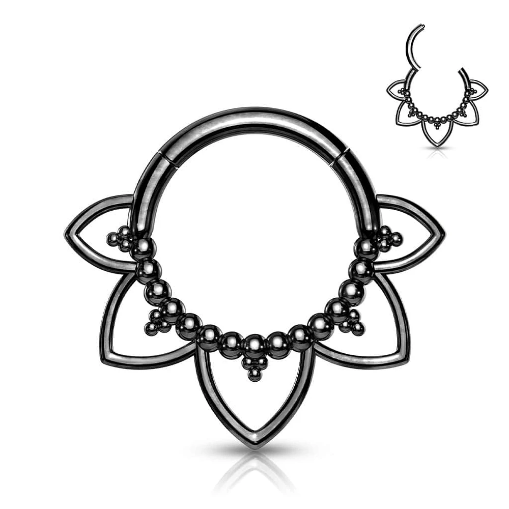PREMIUM Filigree Lotus Hinged Segment Ring 16g