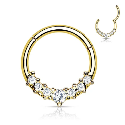 PREMIUM Claw-Set Crystals Segment Ring 16g
