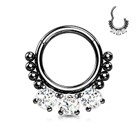 PREMIUM Round Crystal + Dotwork Segment Ring 16g