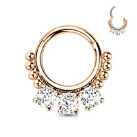 PREMIUM Round Crystal + Dotwork Segment Ring 16g