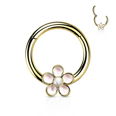 PREMIUM Pearl Flower Segment Ring 16g
