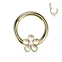 PREMIUM Pearl Flower Segment Ring 16g