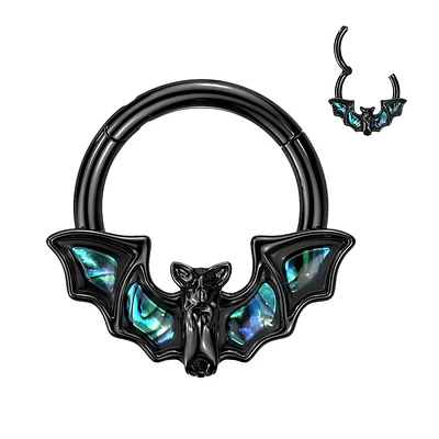 PREMIUM Abalone Bat Hinged Segment Ring 16g