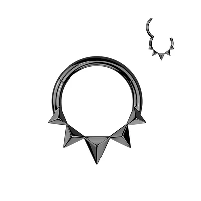 PREMIUM Textured Spike Hinged Segment Ring 16g