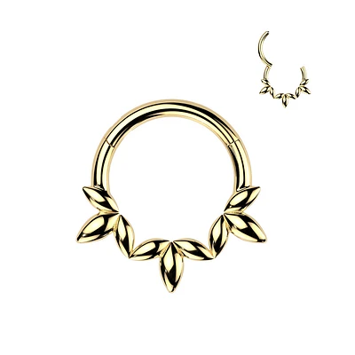 PREMIUM Marquise Leaf Hinged Segment Ring 16g