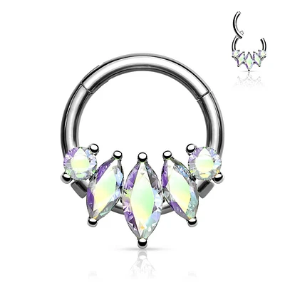 PREMIUM Claw-Set Oval Crystal Segment Ring 16g