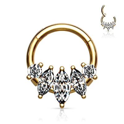 PREMIUM Claw-Set Oval Crystal Segment Ring 16g