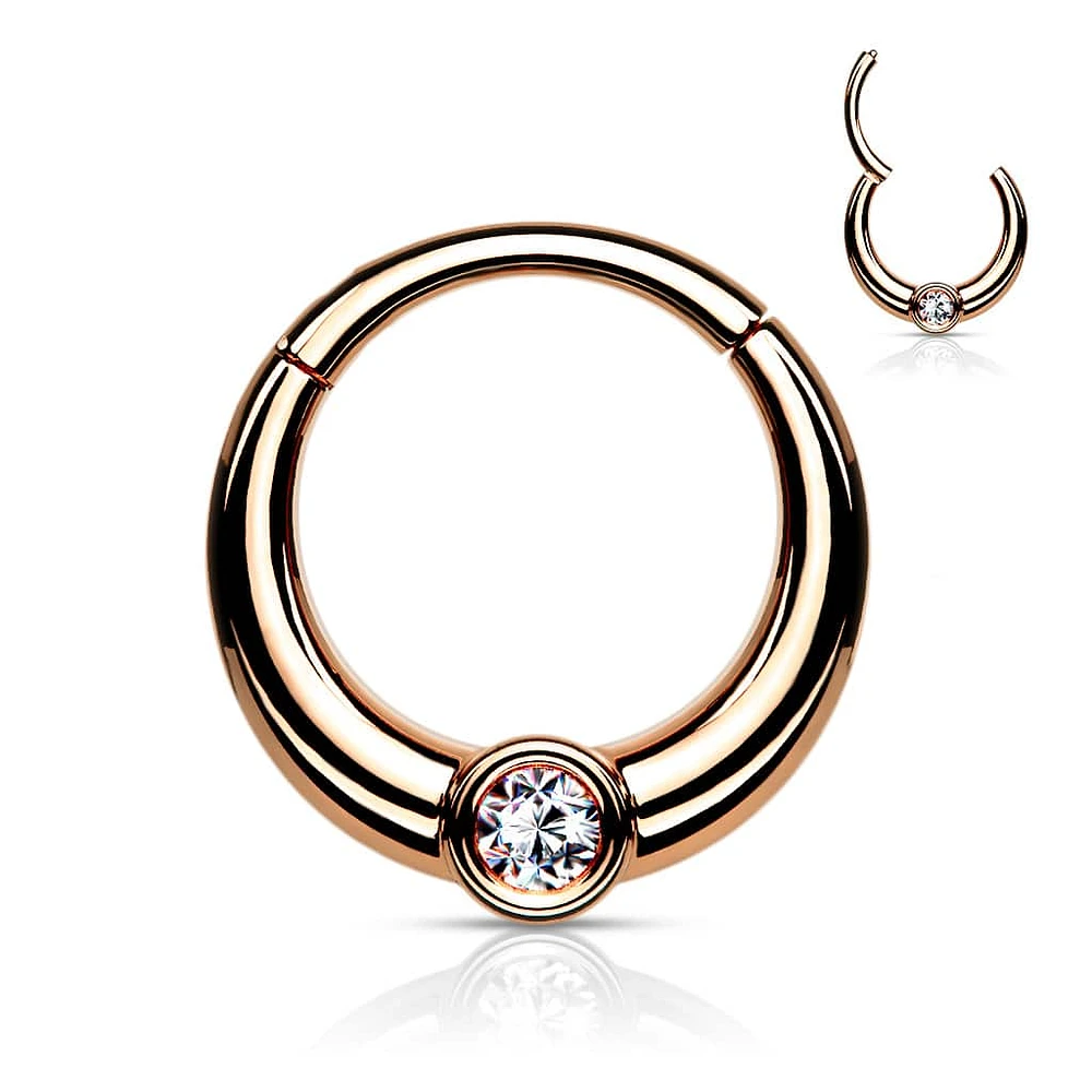 PREMIUM Large Crystal Hinged Segment Ring 16g