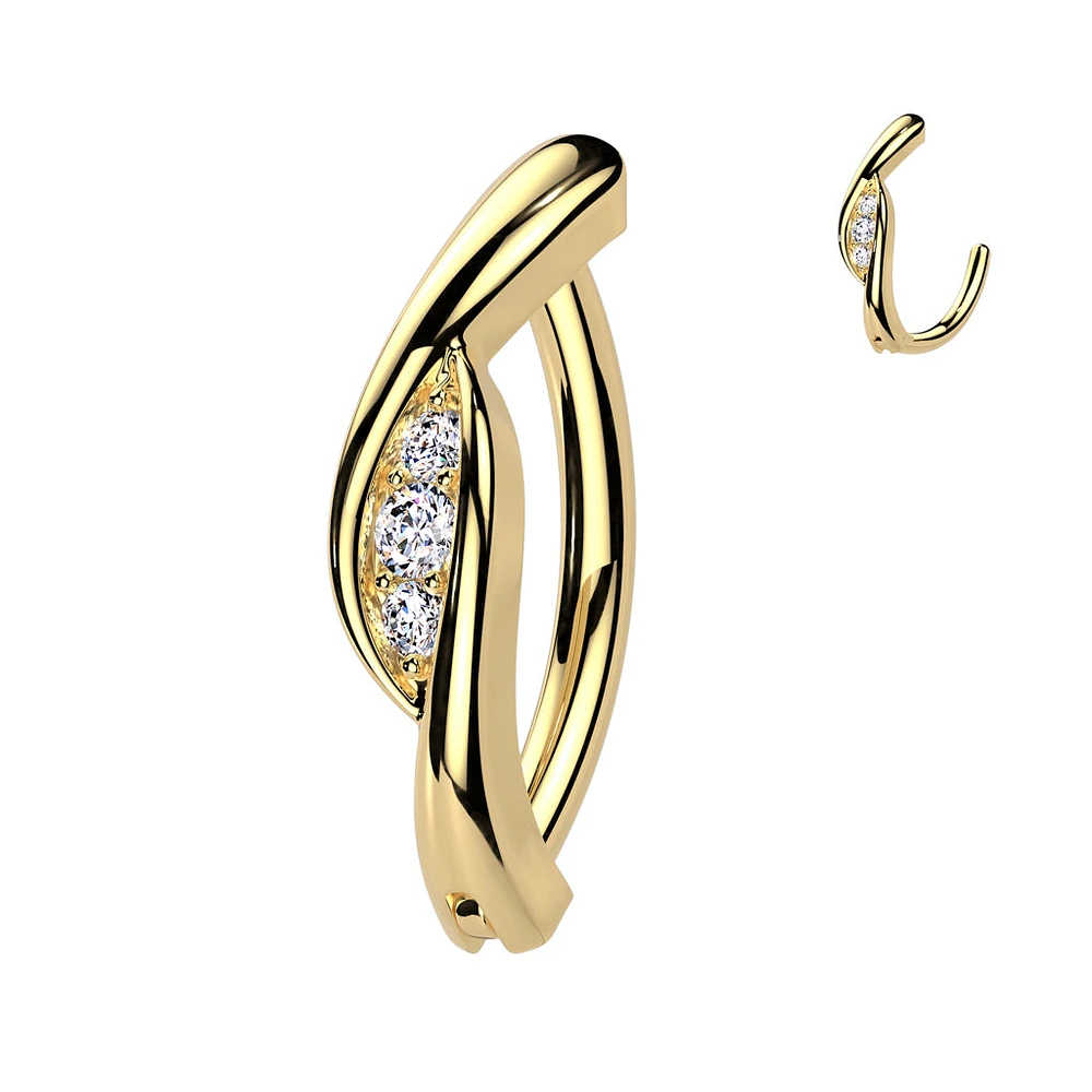 Claw-Set Twisted Crystal Clicker 14g