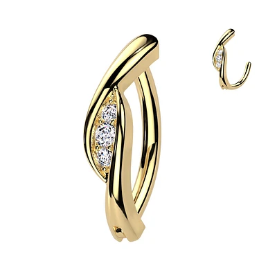 Claw-Set Twisted Crystal Clicker 14g