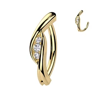 Claw-Set Twisted Crystal Clicker 14g