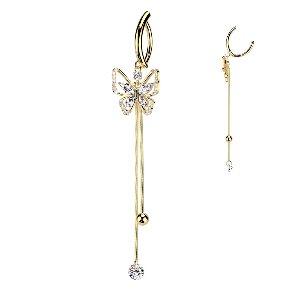 PREMIUM Elegant Butterfly Dangle Clicker 14g