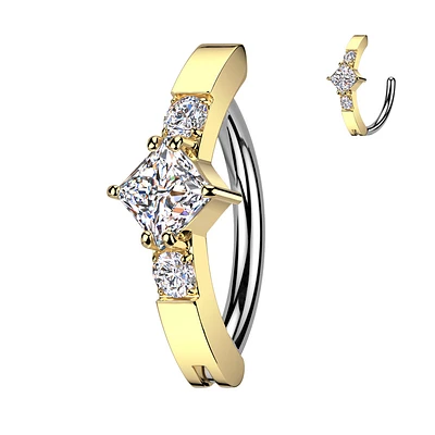 PREMIUM Square Claw-Set Crystal Clicker 14g