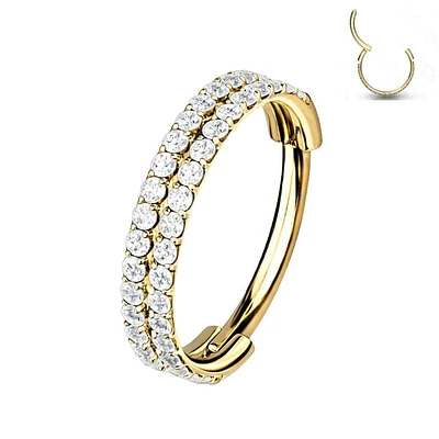 PREMIUM Double Crystal Edge Segment Ring 16g