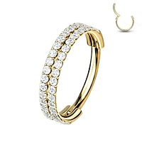 PREMIUM Double Crystal Edge Segment Ring 16g