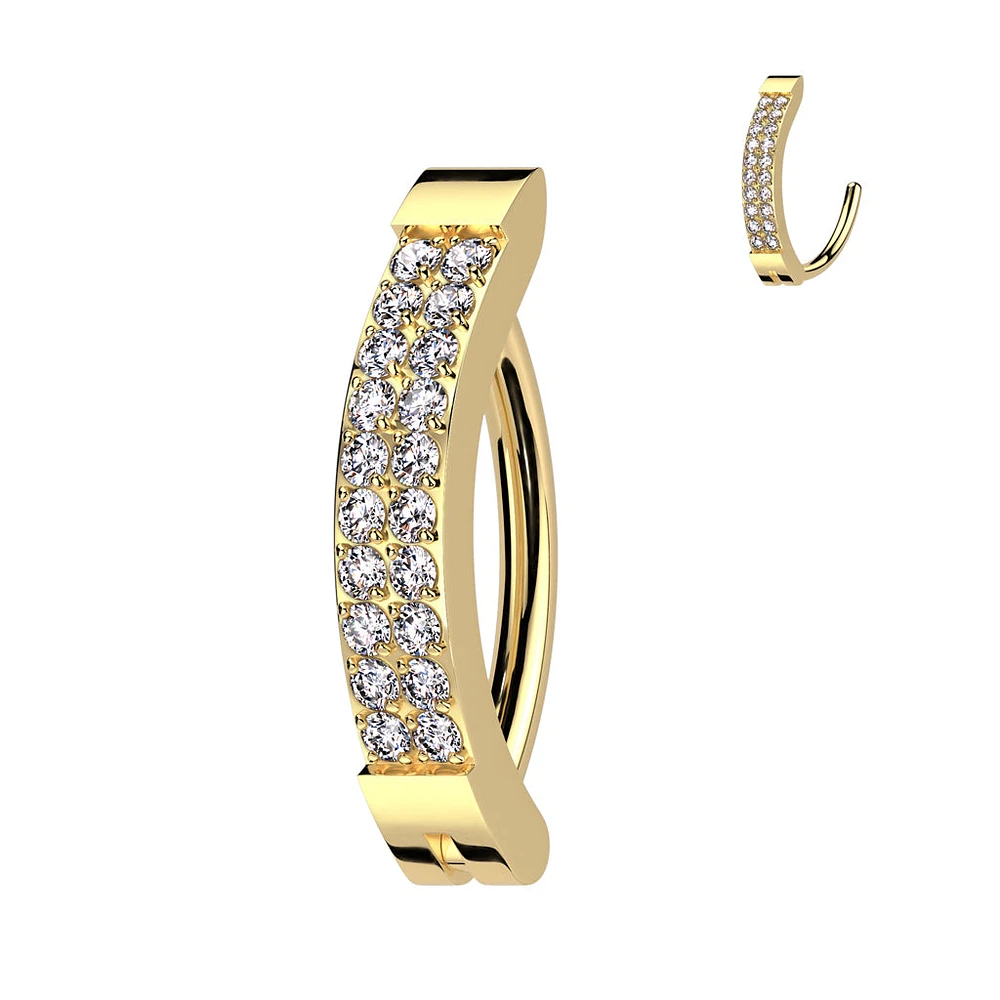 Double Row Claw-Set Crystal Clicker 14g