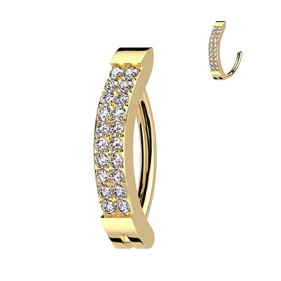Double Row Claw-Set Crystal Clicker 14g