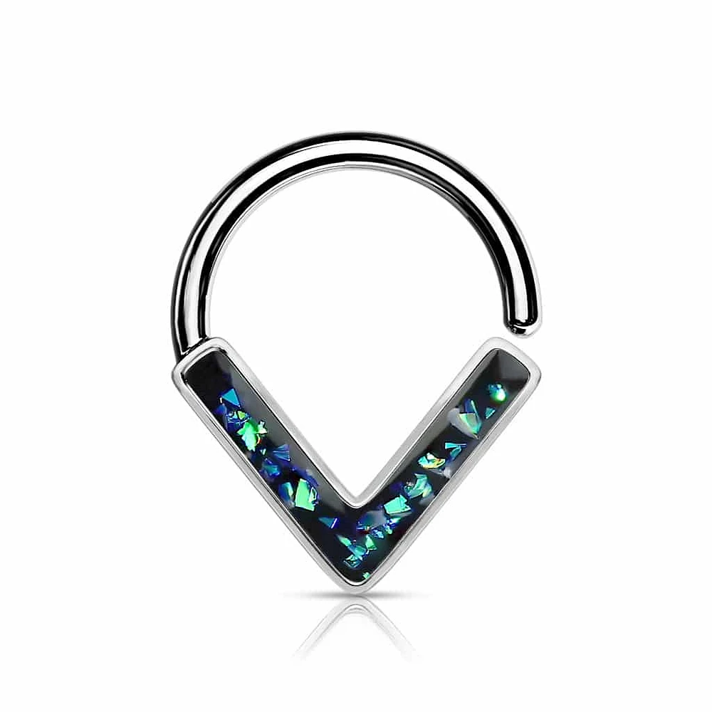 V-Shaped Opal Bendable Ring 16g