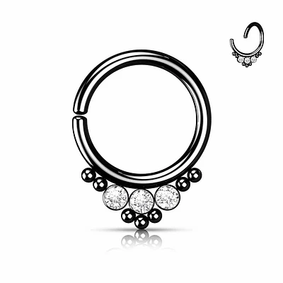 Bezel-Set Crystals + Dotwork Bendable Ring 16g