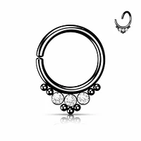 Bezel-Set Crystals + Dotwork Bendable Ring 16g