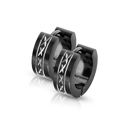 Cross Blackline Cuff Earrings