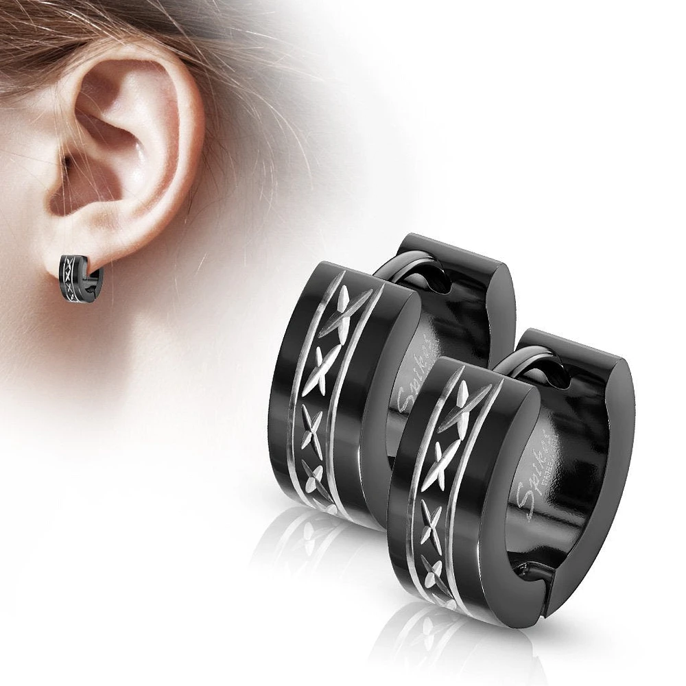 Cross Blackline Cuff Earrings