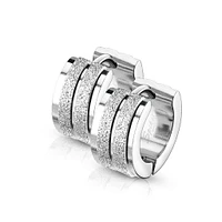 Surgical Steel Textured Stripes Cuff Earrings