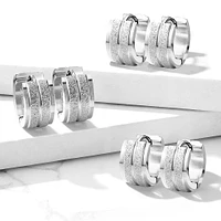 Surgical Steel Textured Stripes Cuff Earrings
