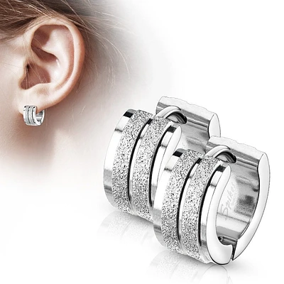 Surgical Steel Textured Stripes Cuff Earrings