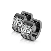 Double Crystal Line Cuff Earrings
